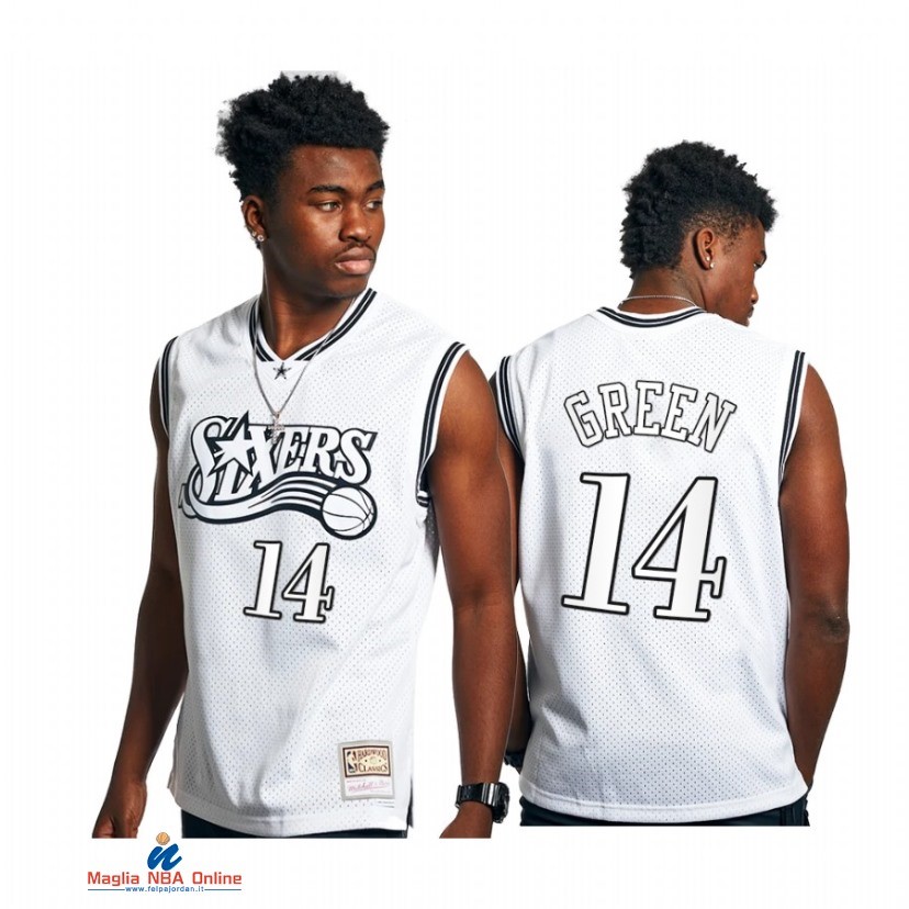 Maglia NBA Philadelphia Sixers NO.14 Danny Green Bianco Hardwood Classics 2021