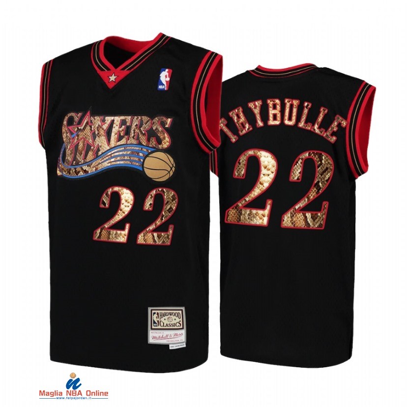 Maglia NBA Philadelphia Sixers NO.22 Matisse Thybulle Nero Hardwood Classics 2021