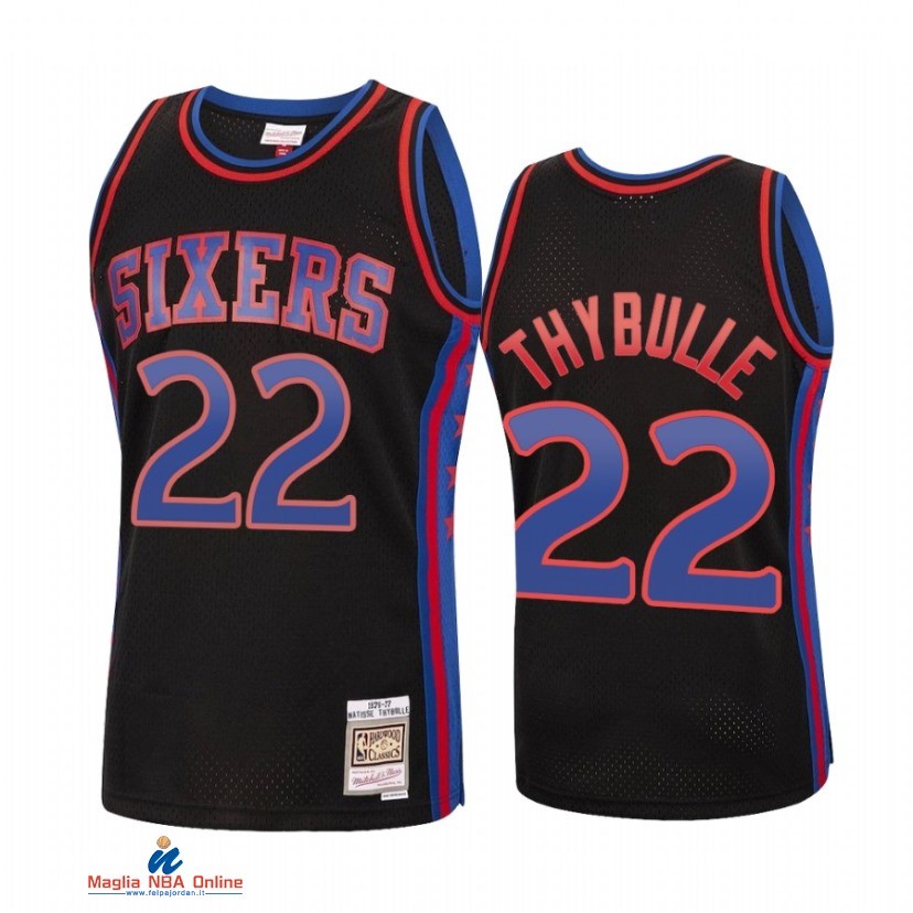 Maglia NBA Philadelphia Sixers NO.22 Matisse Thybulle Reload Nero Hardwood Classics