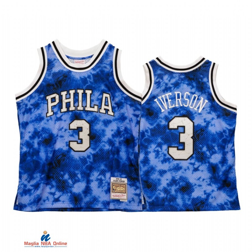 Maglia NBA Philadelphia Sixers NO.3 Allen Iverson Blu Hardwood Classics 2021