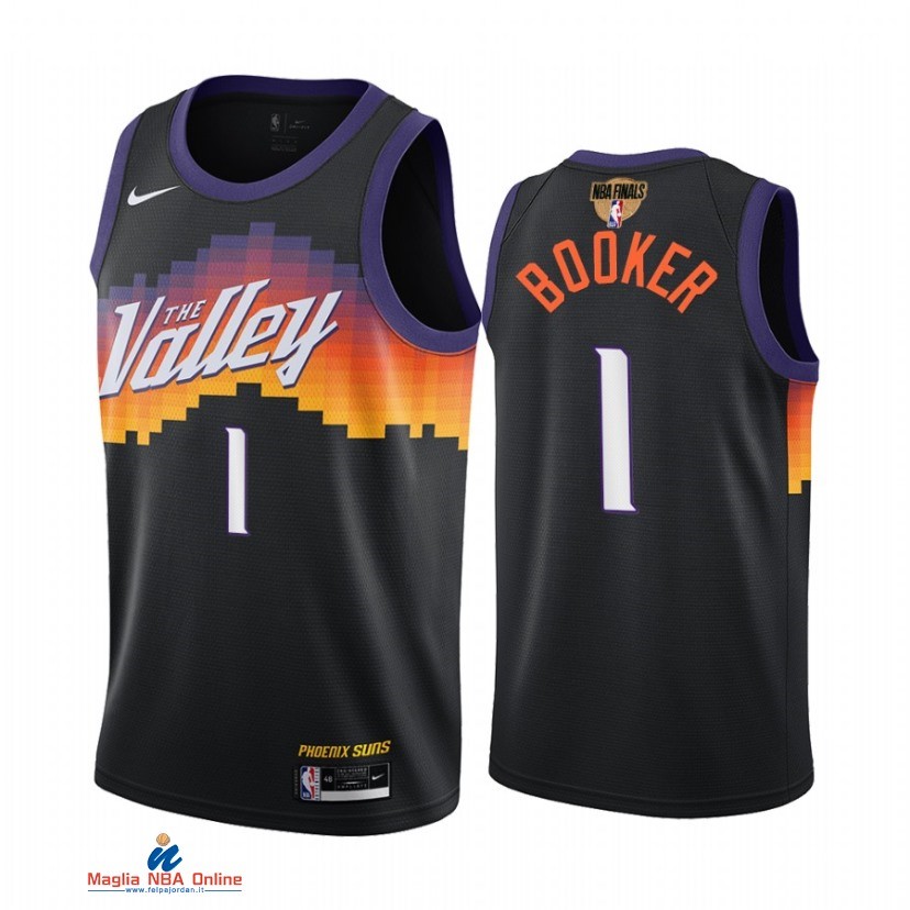 Maglia NBA Phoenix Suns Campionato Finali 2021 NO.1 Devin Booker Nero Città