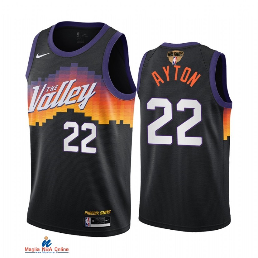 Maglia NBA Phoenix Suns Campionato Finali 2021 NO.22 Deandre Ayton Nero Città