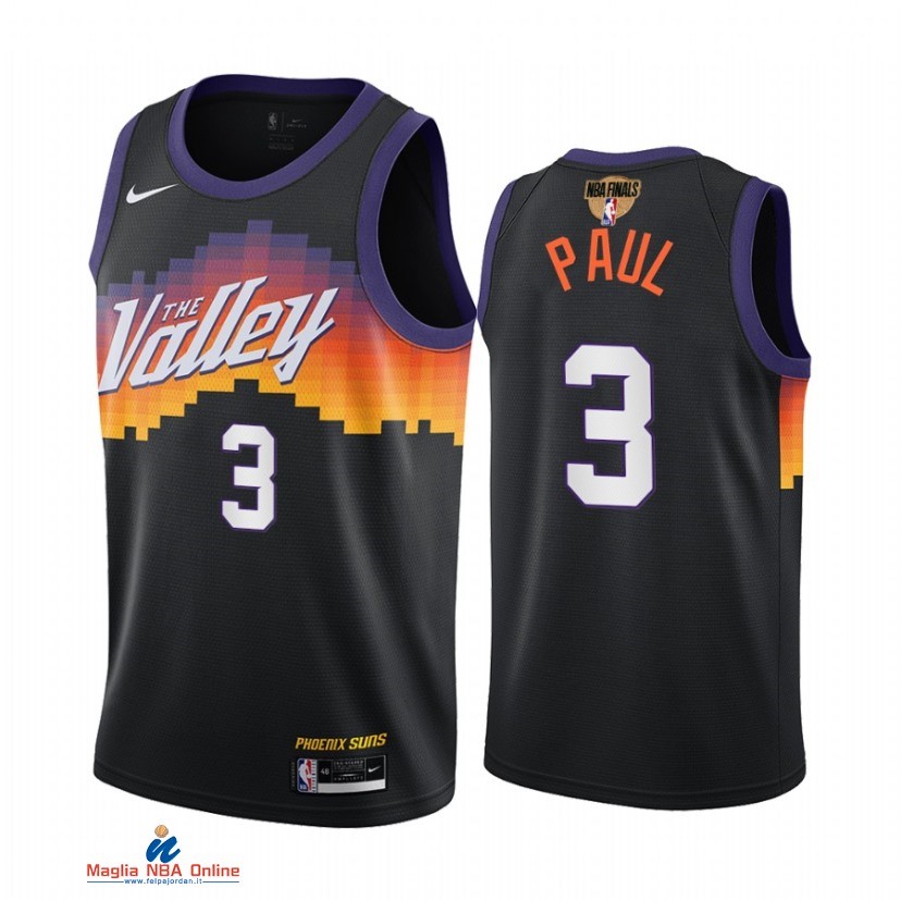 Maglia NBA Phoenix Suns Campionato Finali 2021 NO.3 Chris Paul Nero Città