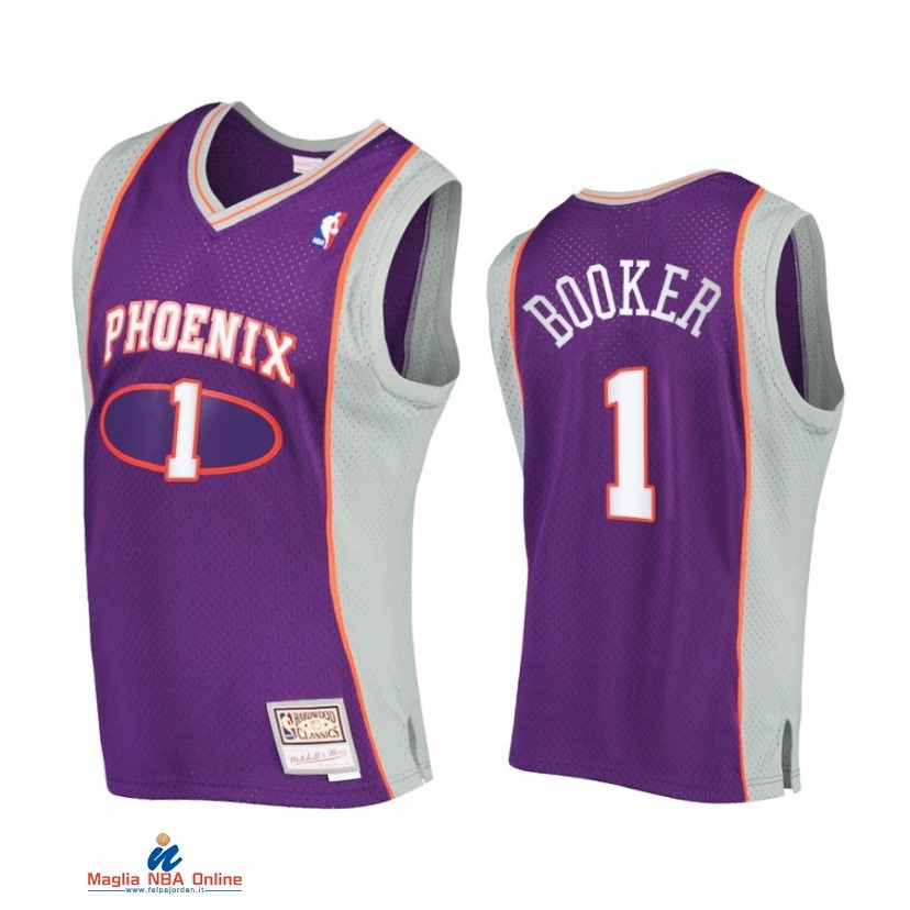Maglia NBA Phoenix Suns NO.1 Devin Booker Porpora Hardwood Classics 2002-2003
