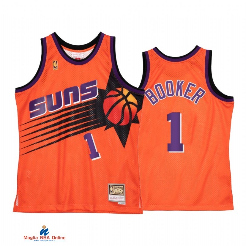 Maglia NBA Phoenix Suns NO.1 Devin Booker Reload 2.0 Arancia Hardwood Classics