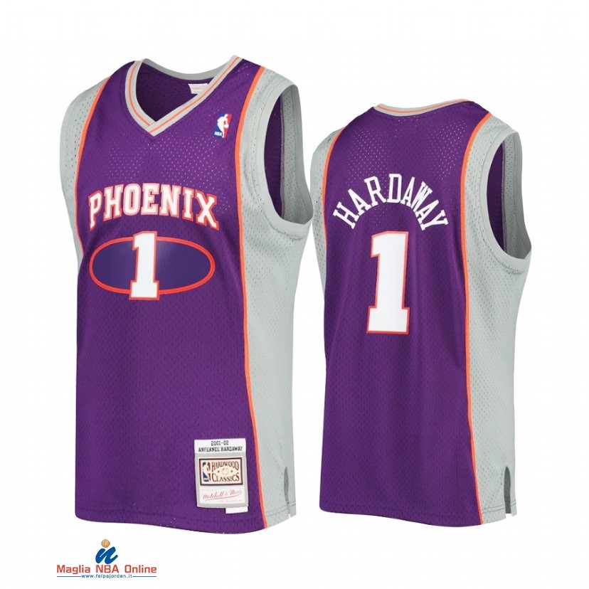 Maglia NBA Phoenix Suns NO.1 Penny Hardaway Porpora Hardwood Classics 2001-2002