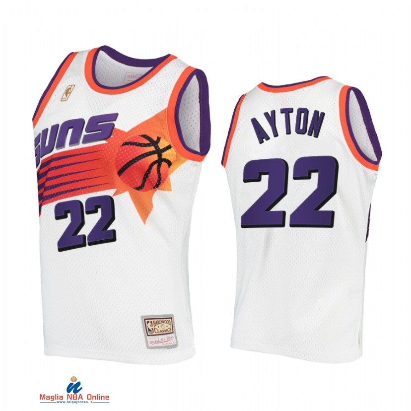 Maglia NBA Phoenix Suns NO.22 Deandre Ayton Bianco Hardwood Classics 1996-1997