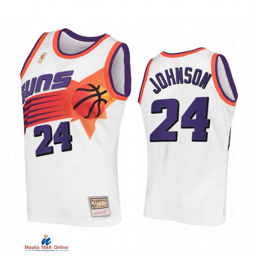 Maglia NBA Phoenix Suns NO.24 Dennis Johnson Bianco Hardwood Classics 1996-1997