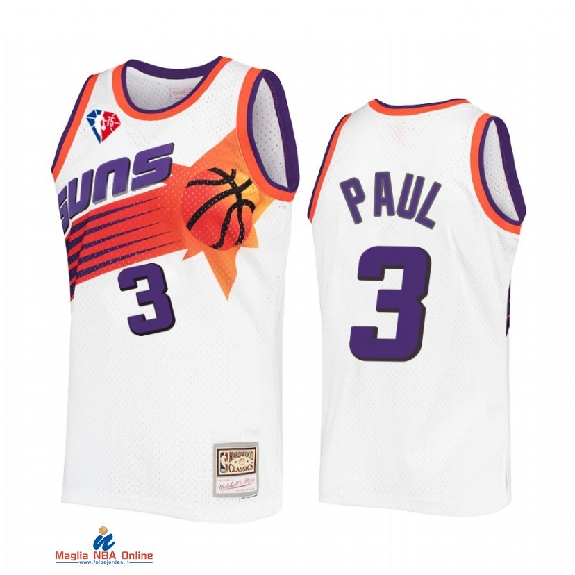 Maglia NBA Phoenix Suns NO.3 Chris Paul Bianco Throwback 2021