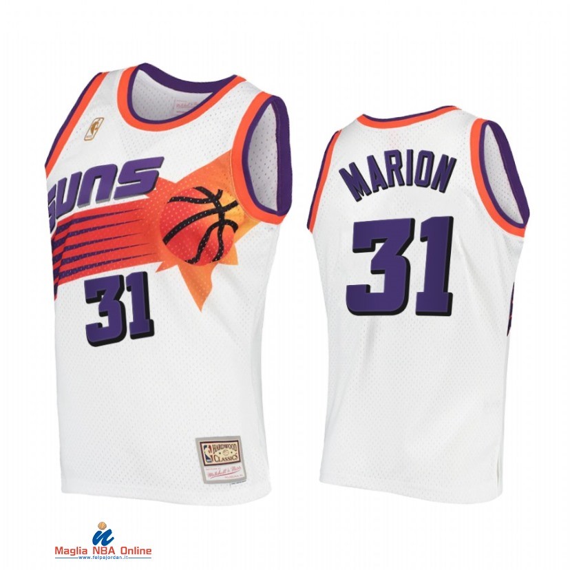 Maglia NBA Phoenix Suns NO.31 Shawn Marion Bianco Hardwood Classics 1996-1997
