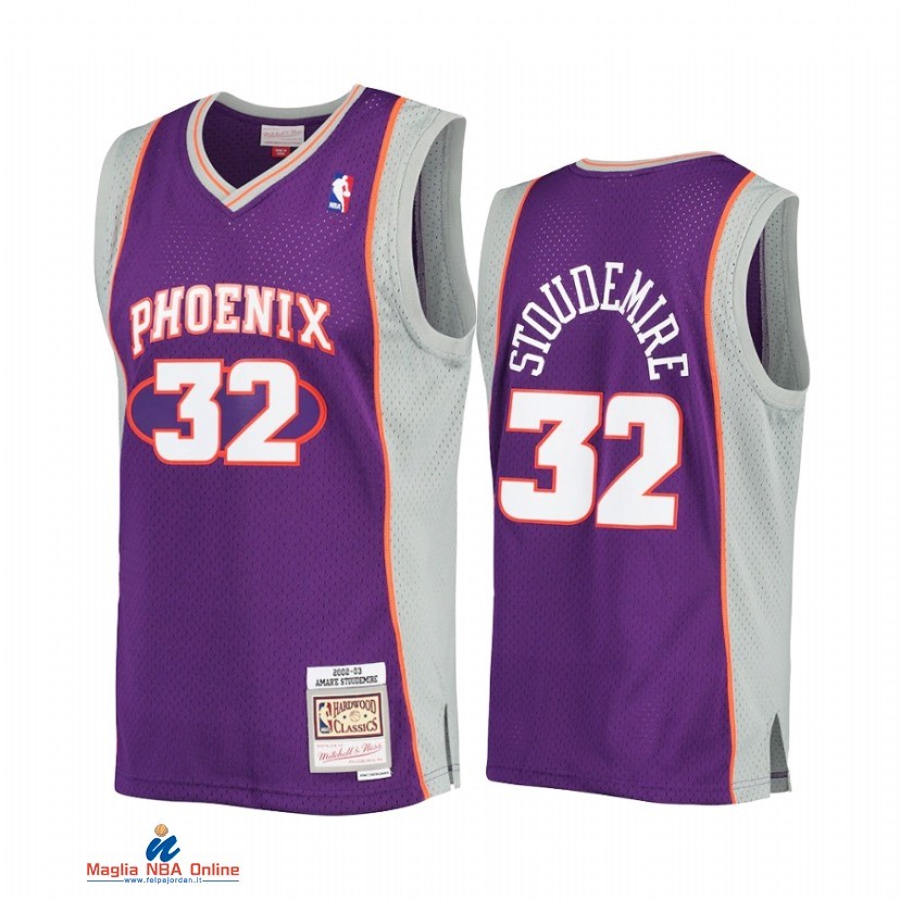 Maglia NBA Phoenix Suns NO.32 Amar'e Stoudemire Porpora Hardwood Classics 2002-2003
