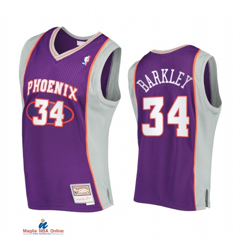 Maglia NBA Phoenix Suns NO.34 Charles Barkley Porpora Hardwood Classics 2002-2003