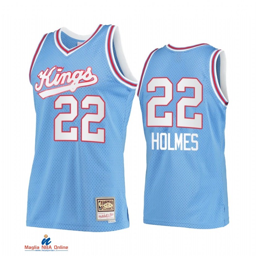 Maglia NBA Sacramento Kings NO.22 Richaun Holmes Blu Hardwood Classics