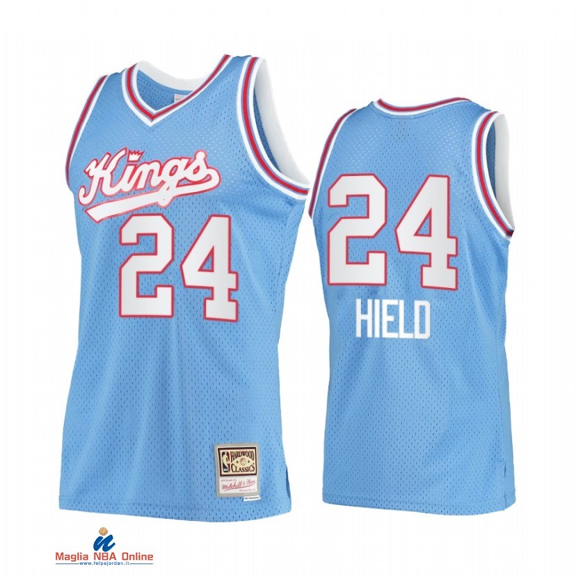 Maglia NBA Sacramento Kings NO.24 Buddy Hield Blu Hardwood Classics