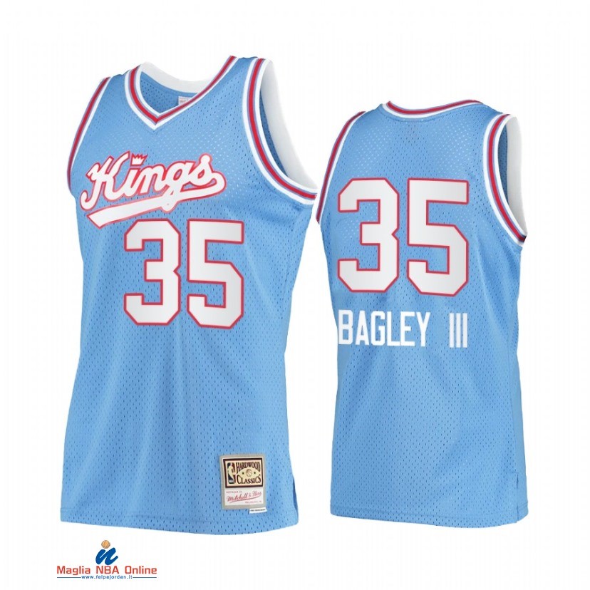 Maglia NBA Sacramento Kings NO.35 Marvin Bagley III Blu Hardwood Classics