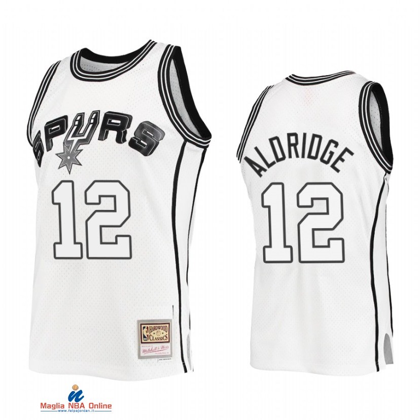 Maglia NBA San Antonio Spurs NO.12 LaMarcus Aldridge Bianco Hardwood Classics 2021