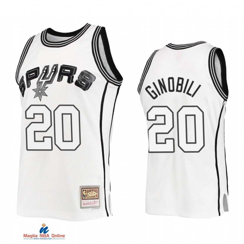 Maglia NBA San Antonio Spurs NO.20 Manu Ginobili Bianco Hardwood Classics 2021