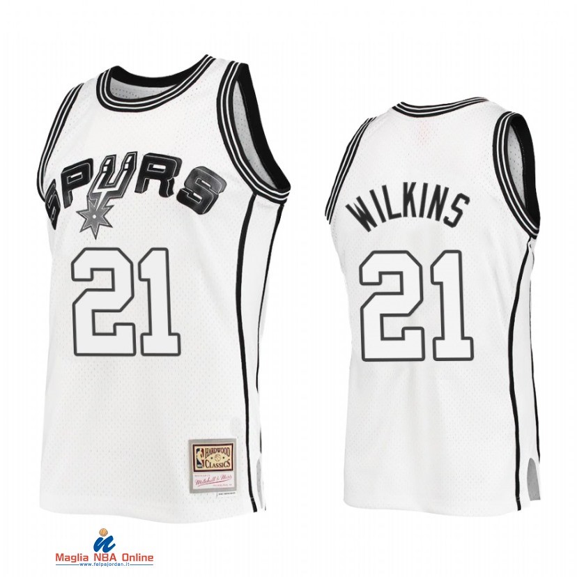 Maglia NBA San Antonio Spurs NO.21 Dominique Wilkins Bianco Hardwood Classics 2021