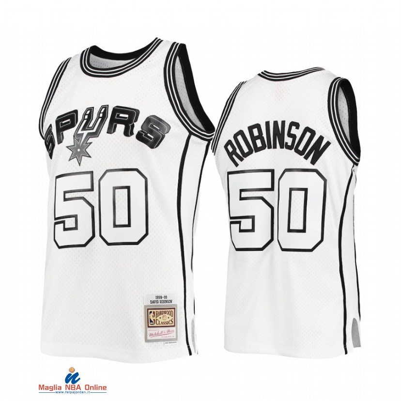 Maglia NBA San Antonio Spurs NO.50 David Robinson Bianco Hardwood Classics 2021