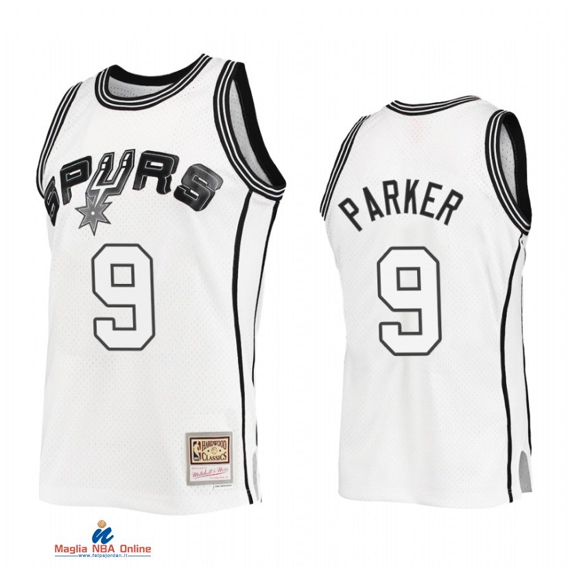Maglia NBA San Antonio Spurs NO.9 Tony Parker Bianco Hardwood Classics 2021