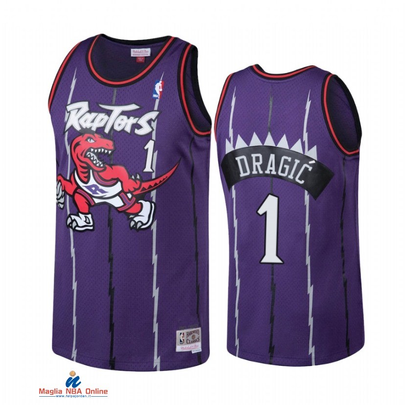 Maglia NBA Toronto Raptors NO.1 Goran Dragic Porpora Throwback Hardwood Classics