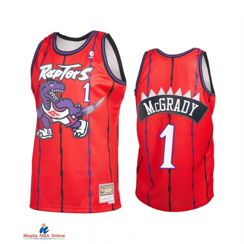 Maglia NBA Toronto Raptors NO.1 Tracy McGrady Reload 2.0 Rosso Hardwood Classics 2021