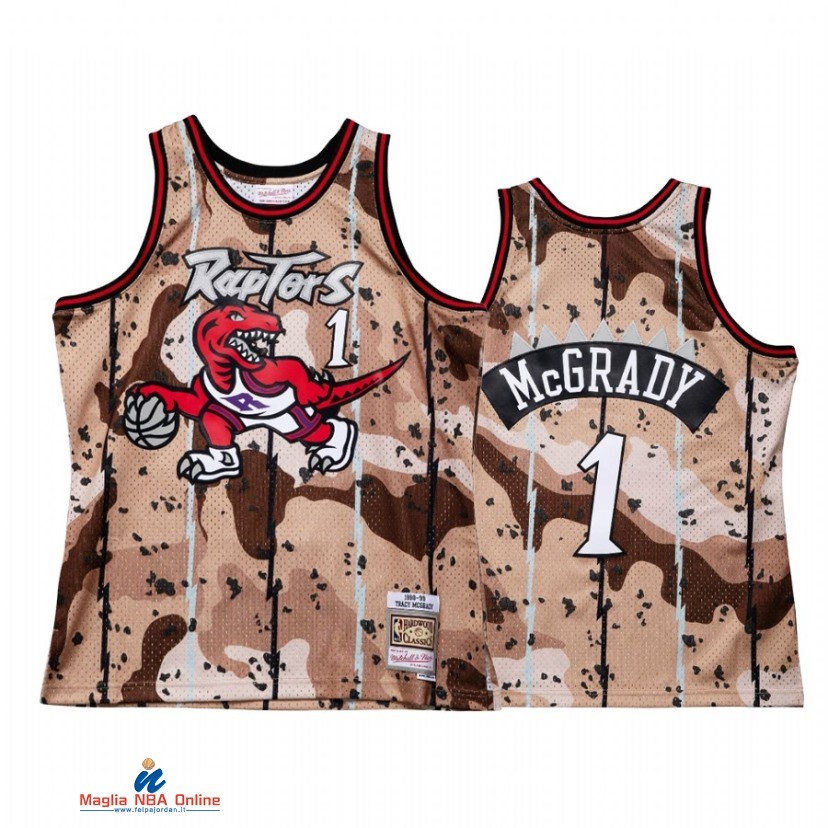 Maglia NBA Toronto Raptors NO.1 Tracy Mcgrady Camouflage Throwback 1998