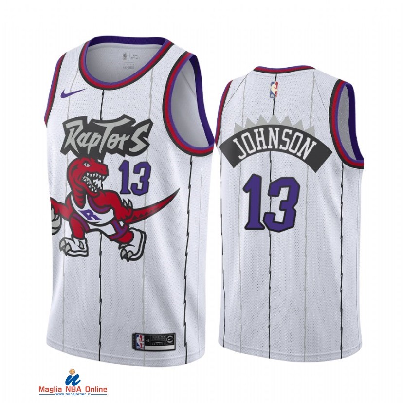 Maglia NBA Toronto Raptors NO.13 David Johnson Bianco Hardwood Classics 2021