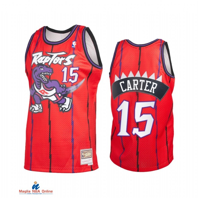 Maglia NBA Toronto Raptors NO.15 Vince Carter Reload 2.0 Rosso Hardwood Classics 2021