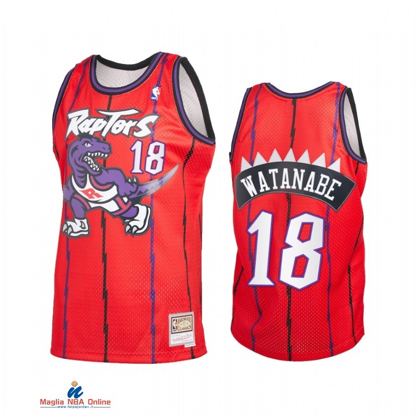 Maglia NBA Toronto Raptors NO.18 Yuta Watanabe Reload 2.0 Rosso Hardwood Classics 2021