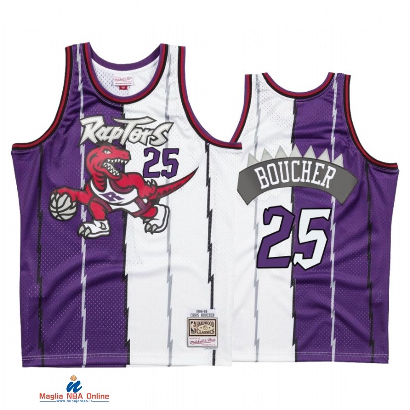 Maglia NBA Toronto Raptors NO.25 Chris Boucher Bianco Porpora Hardwood Classics