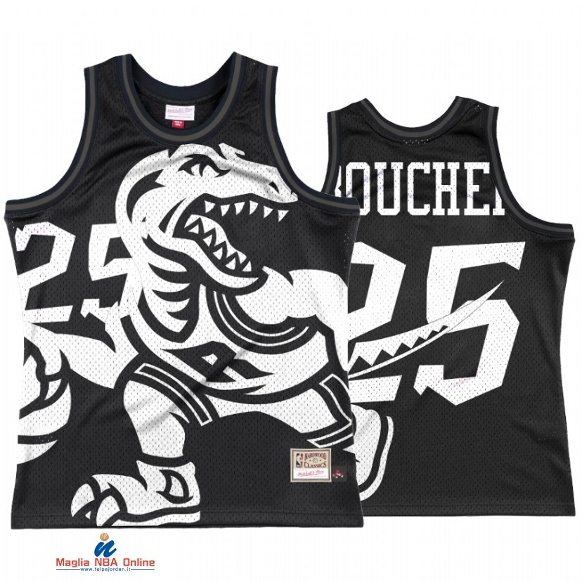 Maglia NBA Toronto Raptors NO.25 Chris Boucher Big Face 3.0 Nero Hardwood Classics