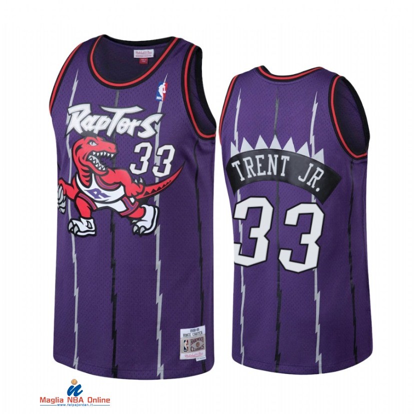 Maglia NBA Toronto Raptors NO.33 Gary Trent Jr. Porpora Throwback Hardwood Classics