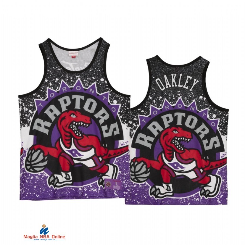 Maglia NBA Toronto Raptors NO.34 Charles Oakley Porpora Nero Hardwood Classics