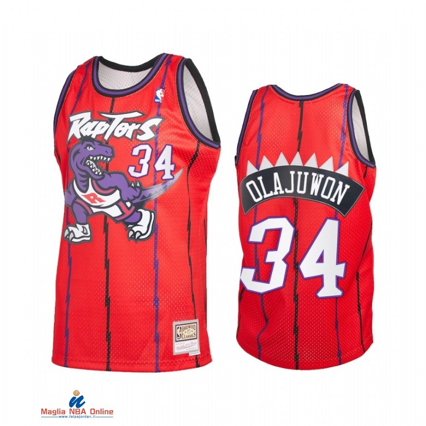 Maglia NBA Toronto Raptors NO.34 Hakeem Olajuwon Reload 2.0 Rosso Hardwood Classics 2021