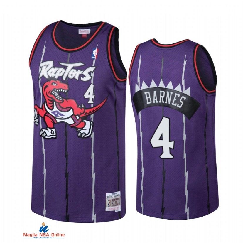 Maglia NBA Toronto Raptors NO.4 Scottie Barnes Porpora Throwback Hardwood Classics