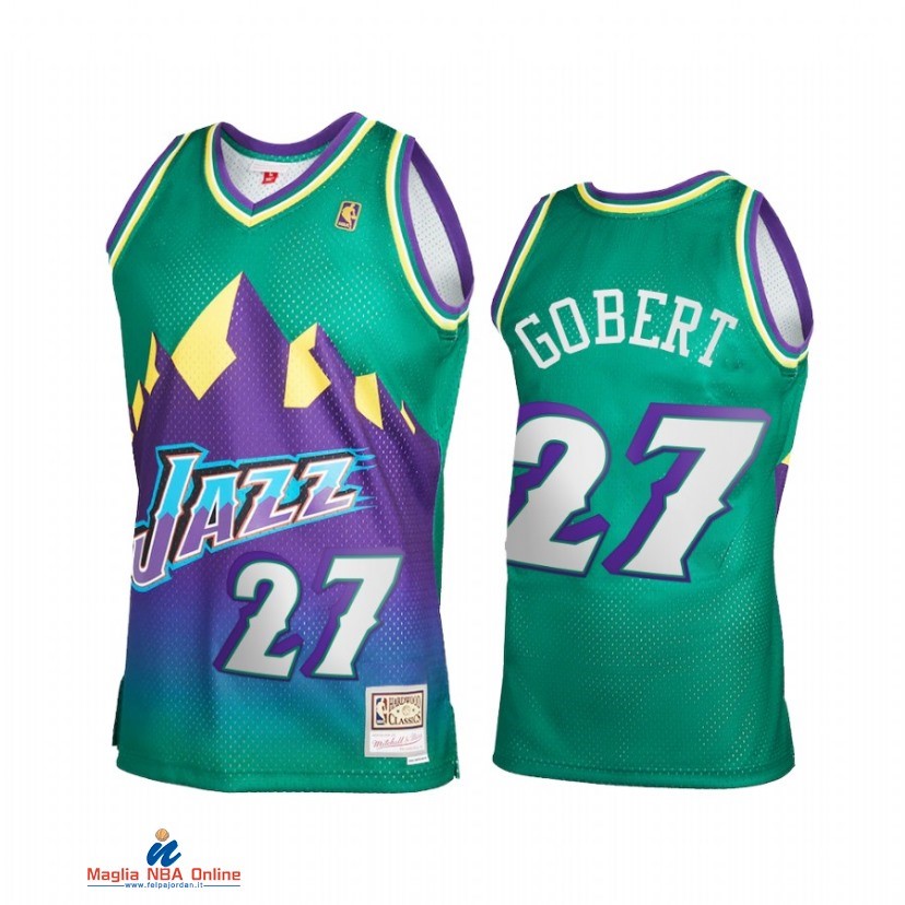 Maglia NBA Utah Jazz NO.27 Rudy Gobert Verde Throwback 2021
