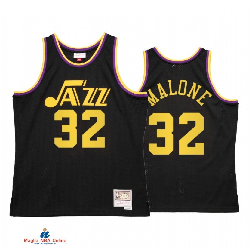 Maglia NBA Utah Jazz NO.32 Karl Malone Reload 2.0 Nero Hardwood Classics