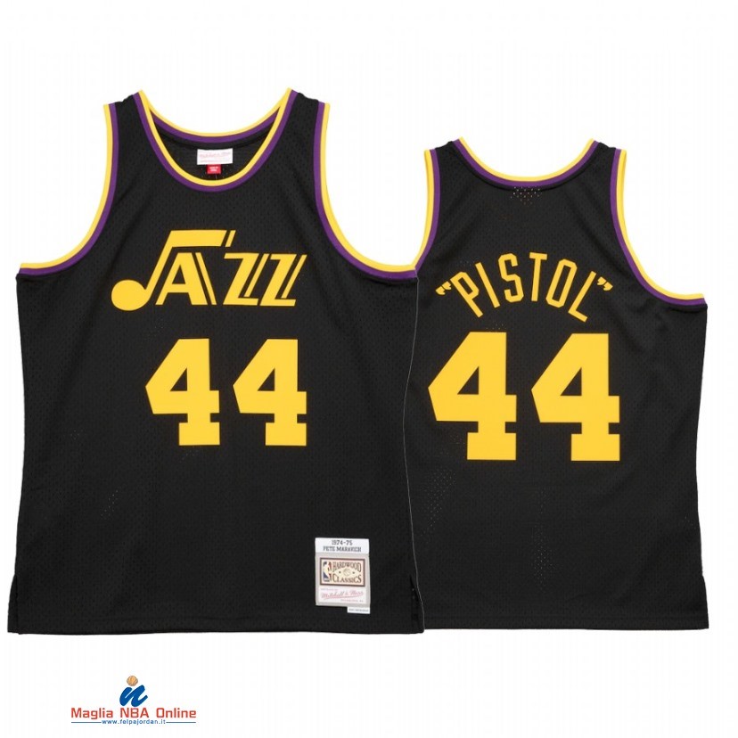 Maglia NBA Utah Jazz NO.44 Pete Maravich Reload 2.0 Nero Hardwood Classics