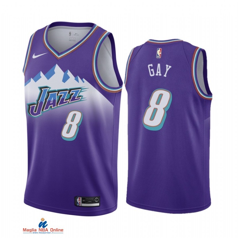 Maglia NBA Utah Jazz NO.8 Rudy Gay Porpora Hardwood Classics 2021-22