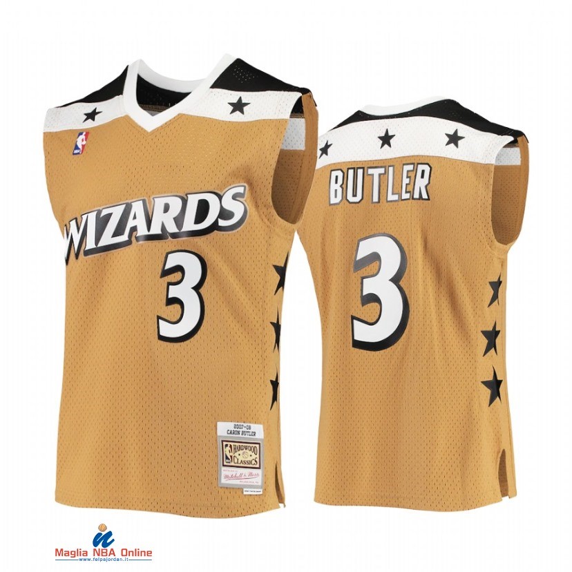 Maglia NBA Washington Wizards NO.3 Caron Butler Oro Hardwood Classics 2007-08