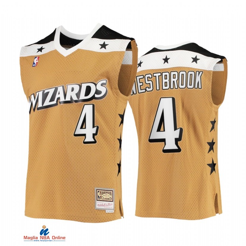 Maglia NBA Washington Wizards NO.4 Russell Westbrook Oro Hardwood Classics 2007-08