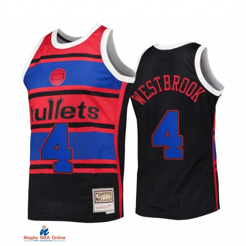 Maglia NBA Washington Wizards NO.4 Russell Westbrook Reload 2.0 Nero Hardwood Classics