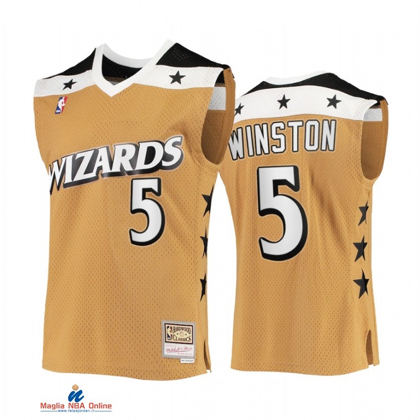 Maglia NBA Washington Wizards NO.5 Cassius Winston Oro Hardwood Classics 2007-08