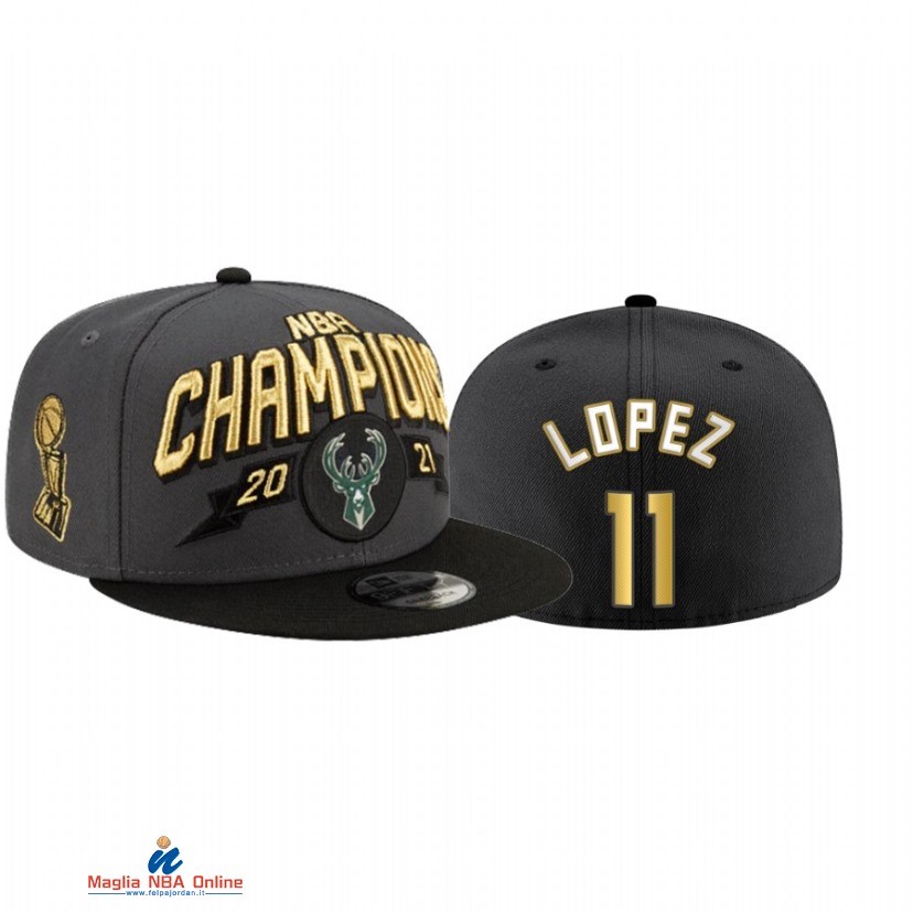 Milwaukee Bucks NO.11 Brook Lopez NBA Finales Champions Grigio 2021