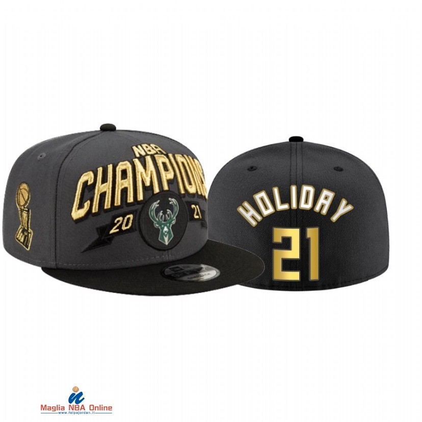 Milwaukee Bucks NO.21 Jrue Holiday NBA Finales Champions Grigio 2021