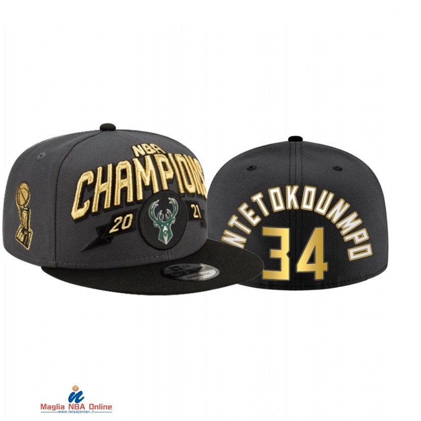 Milwaukee Bucks NO.34 Giannis Antetokounmpo NBA Finales Champions Grigio 2021