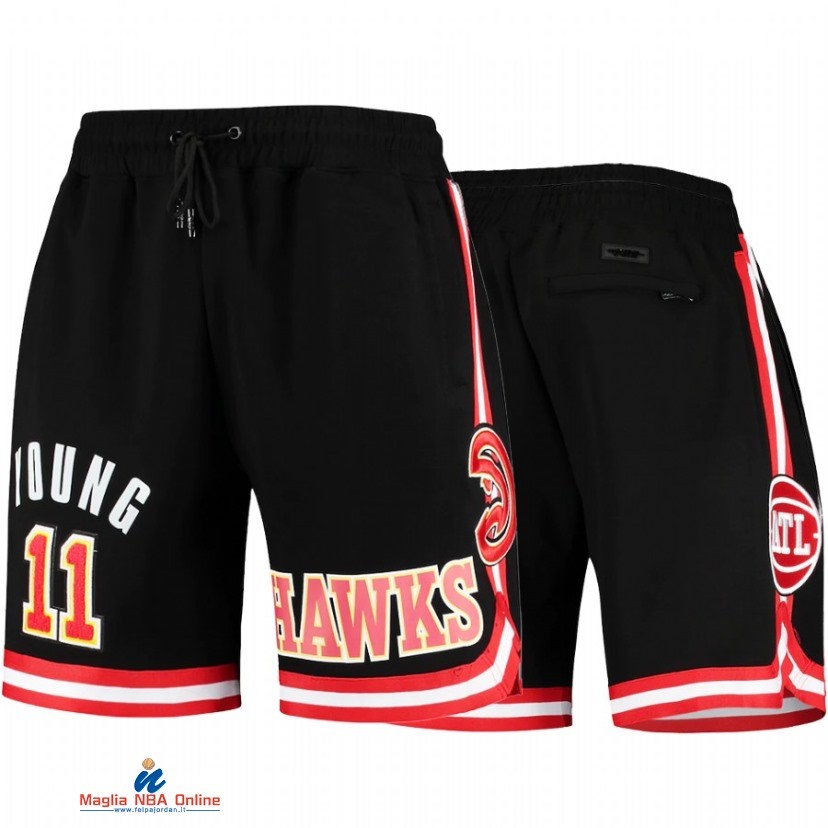 Pantaloni Basket Atlanta Hawks NO.11 Trae Young Rosso Nero 2021