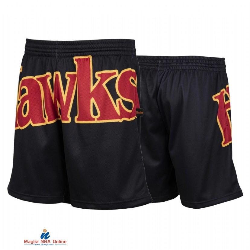 Pantaloni Basket Atlanta Hawks Rosso Nero Hardwood Classics 2021