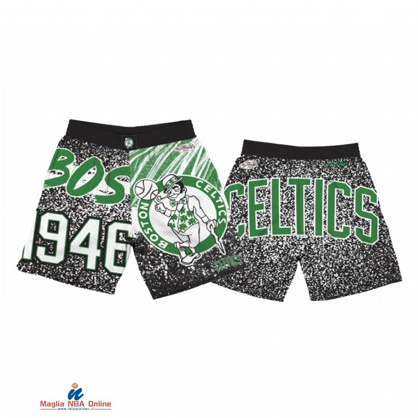 Pantaloni Basket Boston Celtics Nero Verde Throwback 2021